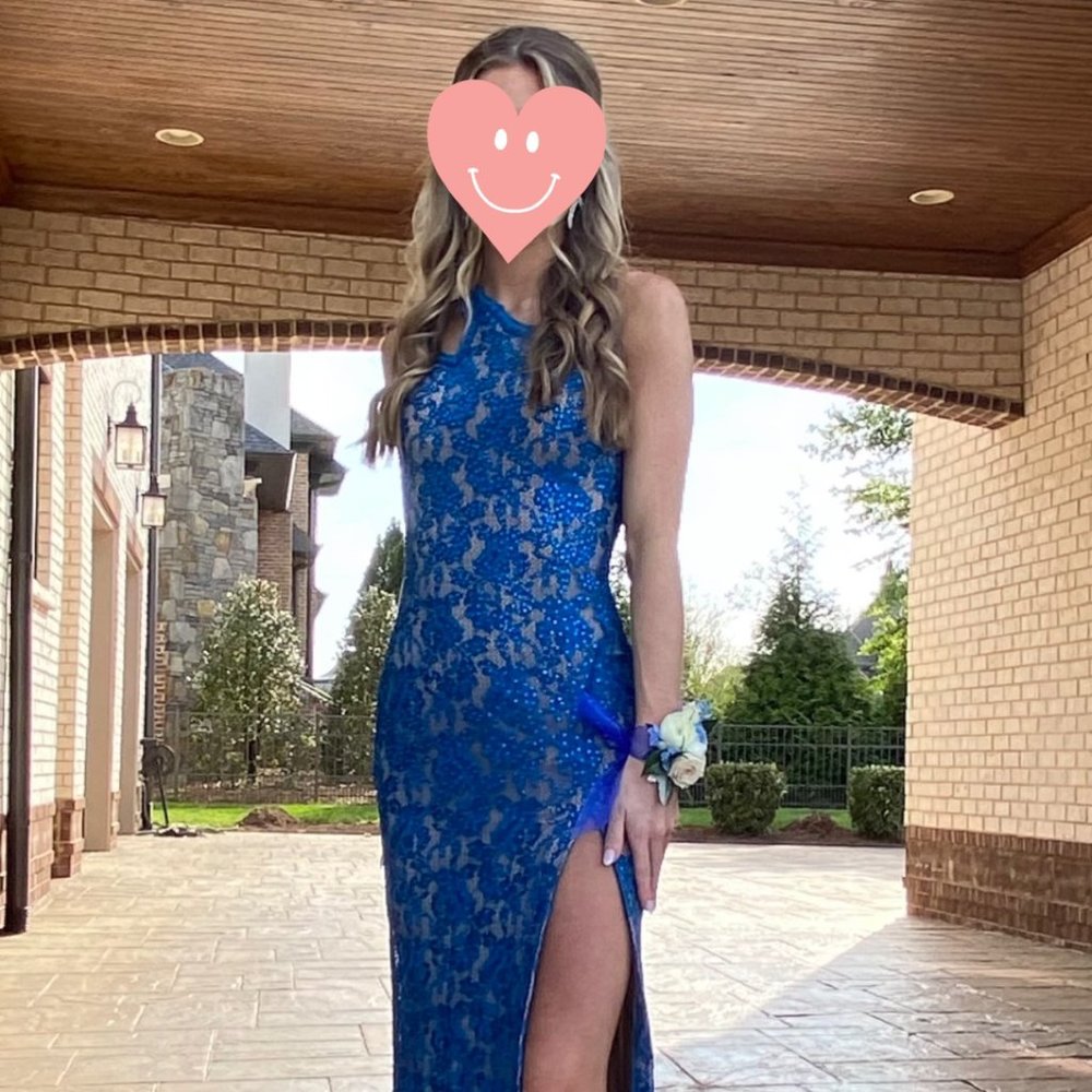 Jovani One Shoulder Lace Prom Dress